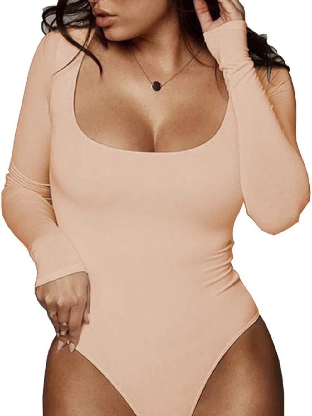Cream Bodysuit Top with Sleek Fit